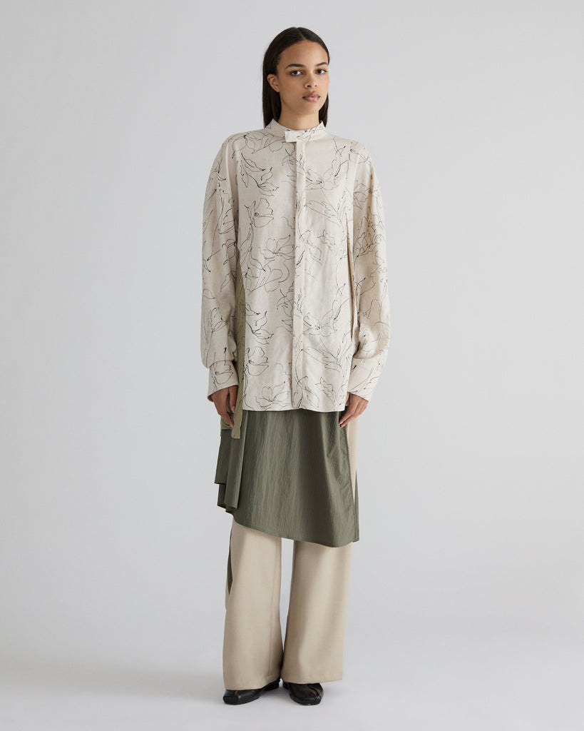 Beige and Green Printed Shirt